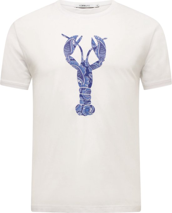 Hommard T-Shirt Wit met grote Blauwe Paisley Lobster Medium