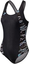 badpak Competition dames polyester zwart/turquoise maat 34