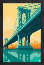 JUNIQE - Poster met houten lijst Manhattan Bridge New York City -13x18