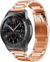 Strap-it bandje staal rosé goud + toolkit - geschikt voor Samsung Galaxy Watch 1 46mm / Galaxy Watch 3 45mm / Gear S3
