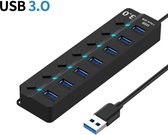 USB Hub 3.0 - 7 poorten - 5Gbps - aan/uit switch - zwart