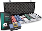 No Peak Pokerset 500 pokerfiches – Inclusief E-book - pokerset 500 chips – pokerkaarten – poker – poker set - Inclusief kaartenschudmachine