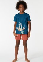 Woody pyjama jongens - mandril - blauw - 221-1-PSU-S/873 - maat 152