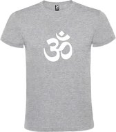 Grijs  T shirt met  print van  "het mooie spirituele Ohm teken" " print Wit size XXL