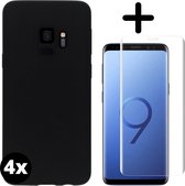 Fooniq Silicone Hoesje Zwart 4x + Screenprotector 4x - Geschikt Voor Samsung Galaxy S9