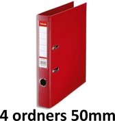 4 x Esselte Ordner Basic - rug 50mm - A4 - Rood