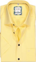 OLYMP Tendenz modern fit overhemd - korte mouw - geel structuur - Strijkvriendelijk - Boordmaat: 46