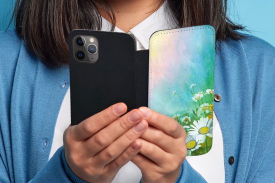 Bookcase Convient pour étui de téléphone iPhone 11 Pro Max - Marguerite - Soleil - Été - Avec compartiments - Étui portefeuille avec fermeture magnétique