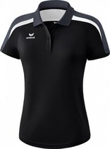 poloshirt Liga 2.0 dames polyester zwart/donkergrijs mt 36