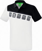 poloshirt 5-C heren polyester wit/zwart maat XL