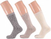 sokken Nature polykatoen beige/grijs 3-pack maat 36-41