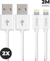 2x WiseQ iPhone Oplaadkabel - 2M USB Lightning Kabel - Snellader - Wit