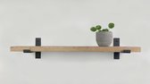 Steigerhouten wandplank 80 x 20 cm inclusief industriële plankdragers - Plankjes aan muur - Wandplank industrieel - Fotoplank