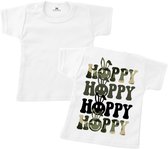 Shirt voor baby's en kids happy met konijnen oortjes-Maat 74