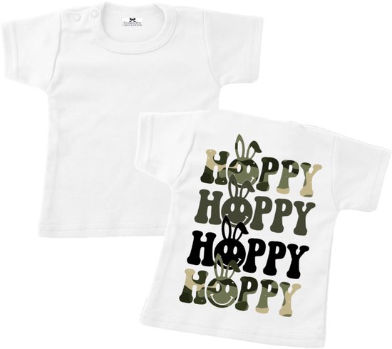 Shirt voor baby's en kids happy met konijnen oortjes-Maat 68