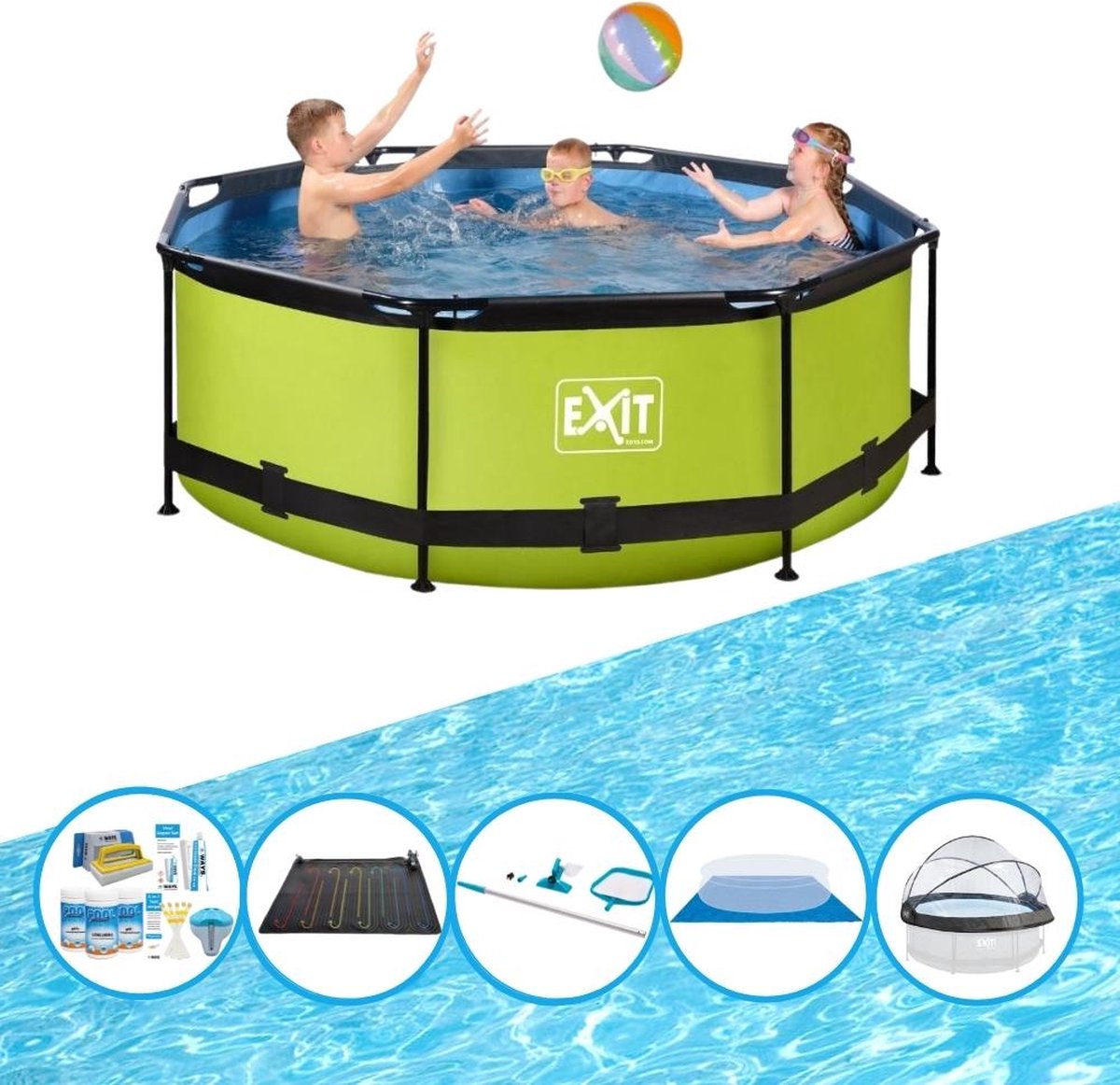 EXIT Zwembad Lime - ø244x76 cm - Frame Pool - Inclusief accessoires
