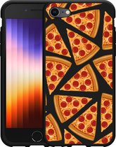 iPhone SE 2022 Hoesje Zwart Pizza Party - Designed by Cazy