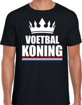 Zwart voetbal koning shirt met kroon heren - Sport / hobby kleding S