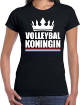 Zwart volleybal koningin shirt met kroon dames - Sport / hobby kleding L