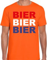 Koningsdag t-shirt bier - oranje - heren - koningsdag / EK/WK outfit / kleding / shirt S