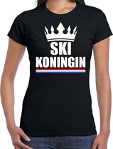 Zwart Ski koningin apres ski shirt met kroon dames - Sport / hobby kleding XXL