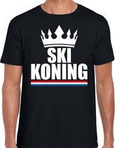 Zwart Ski koning apres ski shirt met kroon heren - Sport / hobby kleding L