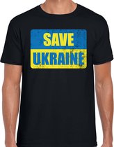 Save Ukraine t-shirt zwart heren - Oekraine protest/ demonstratie shirt met Oekraiense vlag XXL