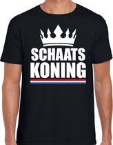 Zwart schaats koning shirt met kroon heren - Sport / hobby kleding L