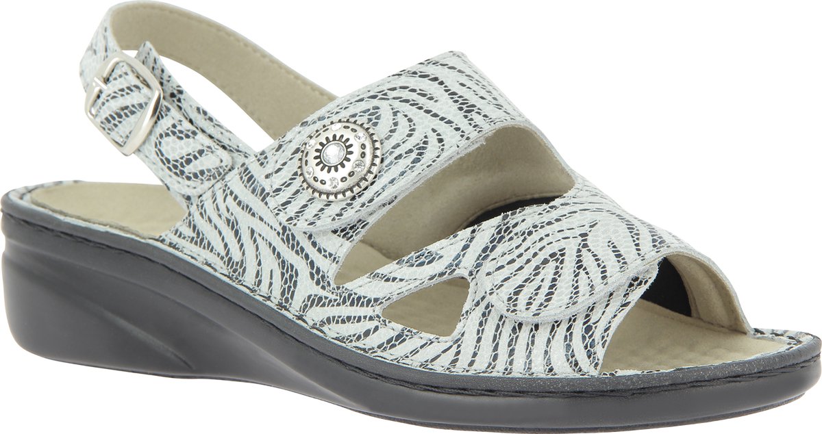 Luxe sandaal met stretch inzet mt:38 grijs/wit (met CE-keurmerk) merk: Varomed model: Isabelle verbandschoen / sandaal echt leder