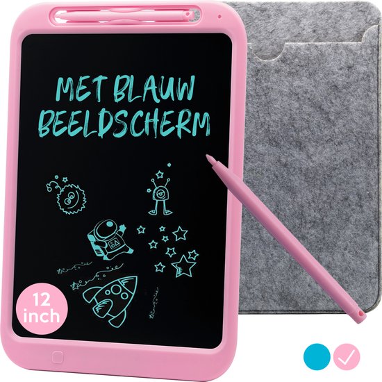 LCD Tekentablet Kinderen "Roze" 12 inch - Sinterklaas Speelgoed - Cadeau - Sinterklaas - Speelgoed - Meisjes - 3 Jaar - 4 Jaar - 5 Jaar - 6 Jaar - 7 Jaar - 8 Jaar - Sint - Kerst - LCD Tekenbord - Kinderen - eWriter - Writing Tablet - Reisspeelgoed