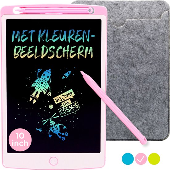 LCD Tekentablet Kinderen "Roze" 10 inch - Kleurenscherm - Met Hoesje & Extra Pen - Speelgoed Meisjes & Jongens - LCD Tekenbord - Grafische Tablet - Writing Tablet - Speelgoed Voor Onderweg