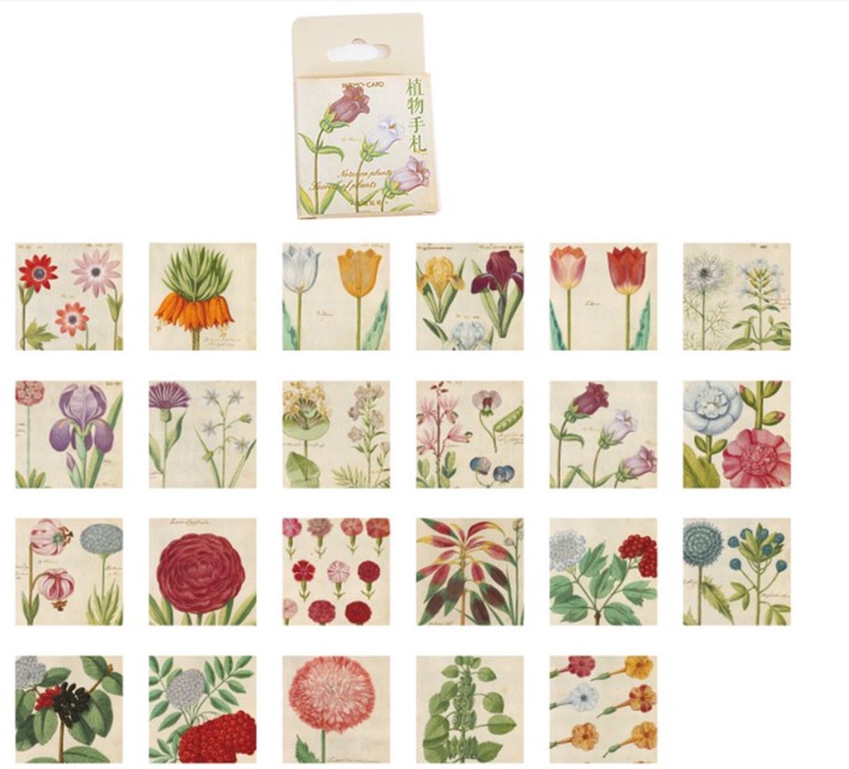 46 Stickers Voorjaarsbloemen - E042 - Vierkante Stickers Met Tulpen, Rozen, Lelie's, En Andere Bloemen - Stickerdoosje - Voor Scrapbook Of  Bullet Journal - Agenda Stickers - Decoratie Stickers — afbeelding 7