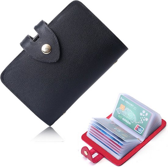 Porte-cartes - Convient pour 12 cartes - Porte-cartes de crédit - Porte-cartes - Pour hommes et femmes - Design simple - Zwart