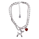 Enkelbandje-Balloon Dog-Zilver-Hartje-16 cm-Kinderen-Charme Bijoux