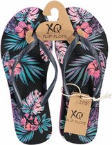 teenslippers dames polyester zwart/roze maat 38