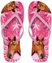 teenslippers Paard rubber roze maat 34-36