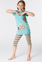 Woody Meisjes-Dames Pyjama zeegroen - maat 128/8J