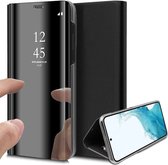 Hoesje geschikt voor Samsung Galaxy S22 - Book Case Spiegel Wallet Cover Hoes Zwart