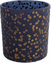 theelichthouder Noa 8 x 10 cm glas donkerblauw