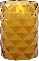 led-kaars in kaarshouder 12 cm wax/glas geel