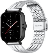 Stalen Smartwatch bandje - Geschikt voor  Amazfit GTS 2 roestvrij stalen band - zilver - Strap-it Horlogeband / Polsband / Armband