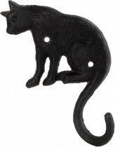 wandhaak kat 15,3 x 15,3 cm gietijzer zwart