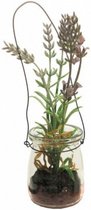 kunstplant Lavendel 18 cm glas/zijde groen