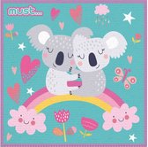 handdoek Koala junior 30 x 30 cm katoen blauw/roze