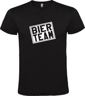 Zwart  T shirt met  print van "Bier team " print Wit size S