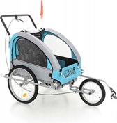Kinderfietskar - Wandelwagen - 2-zits - blauw-grijs