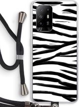 Case Company® - Oppo A94 5G hoesje met Koord - Zebra pattern - Telefoonhoesje met Zwart Koord - Bescherming aan alle Kanten en Over de Schermrand