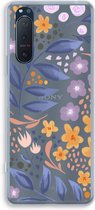 Case Company® - Sony Xperia 5 II hoesje - Flowers with blue leaves - Soft Cover Telefoonhoesje - Bescherming aan alle Kanten en Schermrand