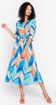 LOLALIZA Midi wikkeljurk - Blauw - Maat 34
