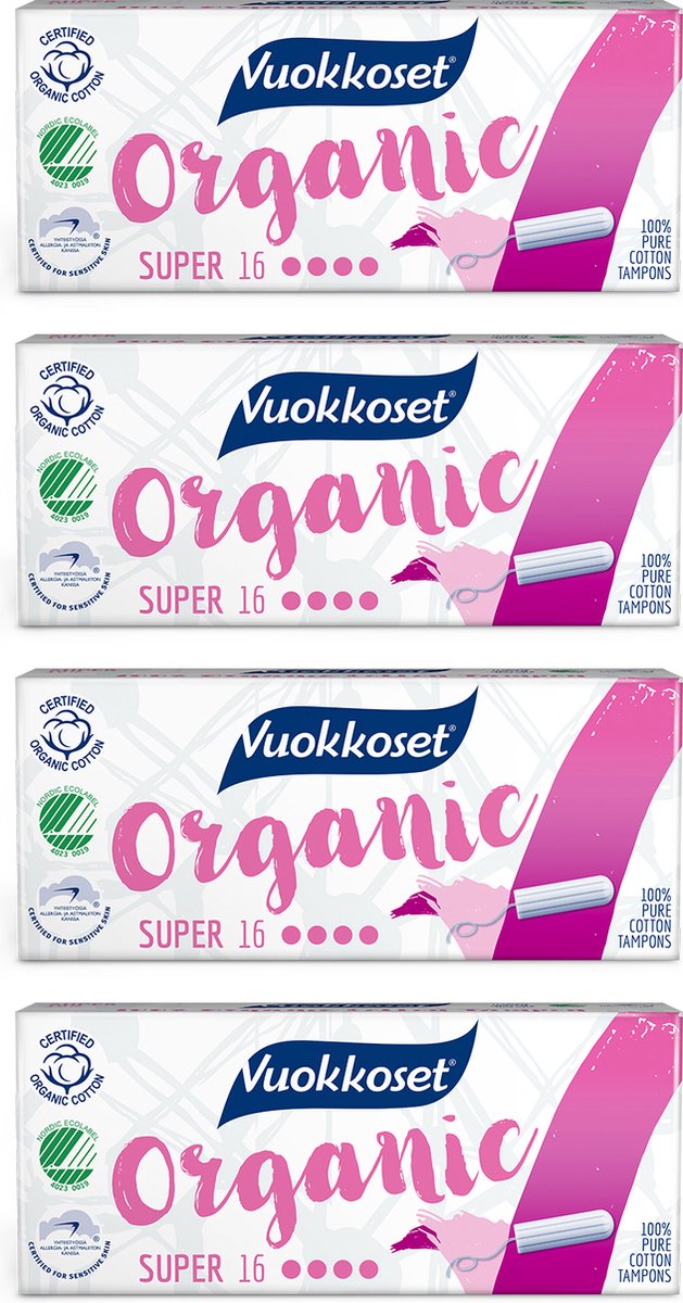 Goedkoopste Vuokkoset Organisch Katoen - Tampons Super - 64 stuks - Gevoelige Huid - Frisheid - Comfortabel